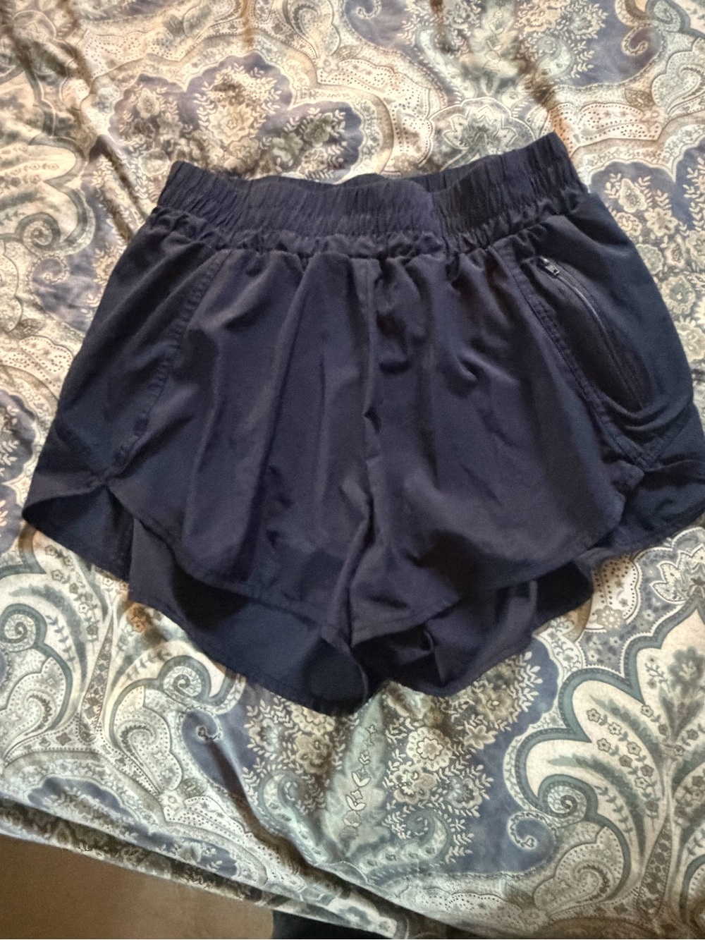 Women’s Navy Blue Athletic Shorts with Elastic Waist